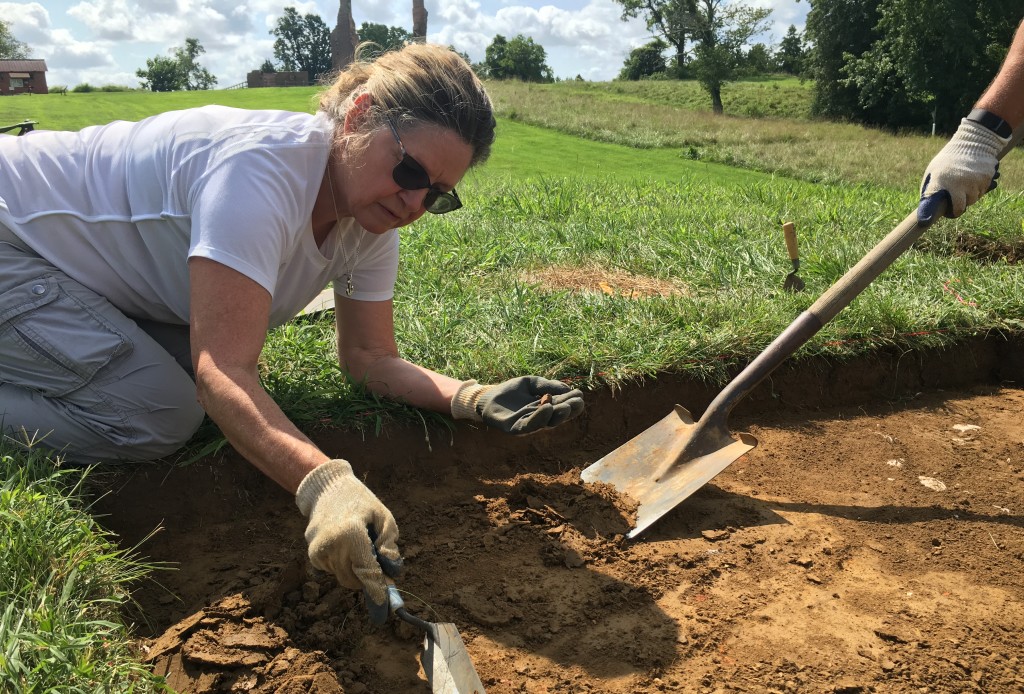 Digging through soil plot